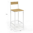 ID MARKET - Lot de 4 tabourets de bar DETROIT avec dossier chaise de cuisine design industriel - vignette