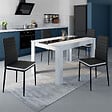 ID MARKET - Lot de 4 chaises ROMANE noires bandeau blanc pour salle à manger - vignette