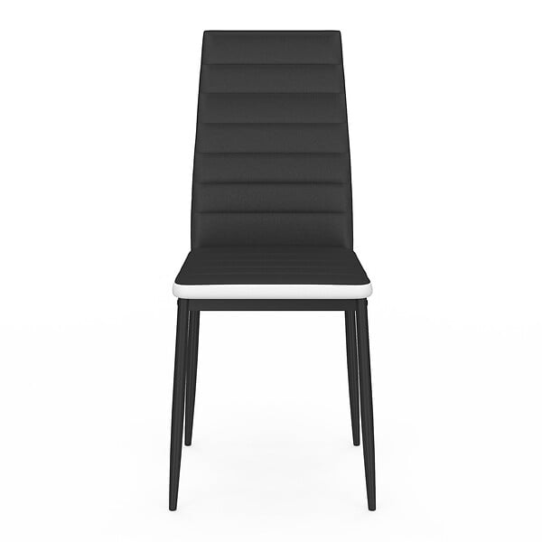 ID MARKET - Lot de 4 chaises ROMANE noires bandeau blanc pour salle à manger - large