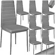 TECTAKE - Lot de 8 chaises avec strass Rembourrées en cuir synthétique  gris - vignette