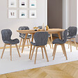 ID MARKET - Lot de 6 chaises ROBINE en tissu gris foncé pour salle à manger - vignette
