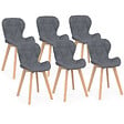 ID MARKET - Lot de 6 chaises ROBINE en tissu gris foncé pour salle à manger - vignette