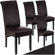 TECTAKE - Ensemble 4 chaises de salle à manger revêtement aspect cuir marron - vignette