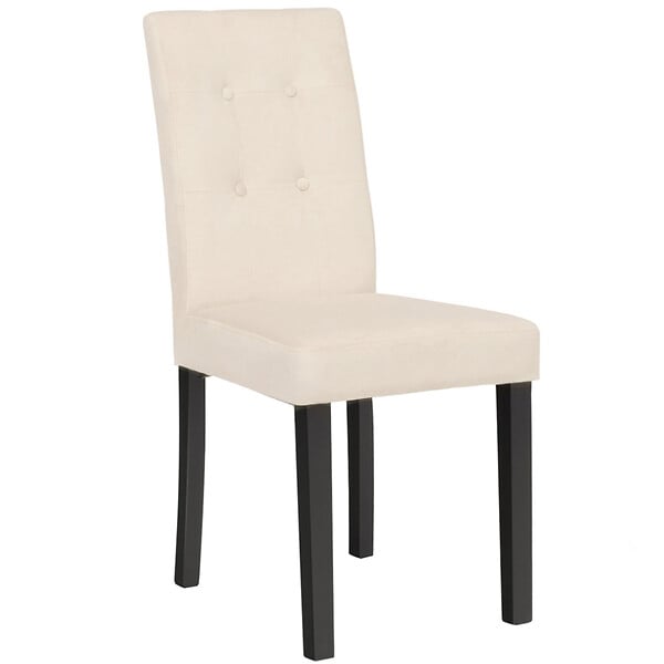 ID MARKET - Lot de 4 chaises POLGA capitonnées en velours beige pieds noirs - large