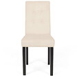 ID MARKET - Lot de 4 chaises POLGA capitonnées en velours beige pieds noirs - vignette