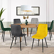 ID MARKET - Lot de 6 chaises MILA en velours mix color vert x2, gris foncé x2, gris clair, jaune - vignette