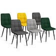 ID MARKET - Lot de 6 chaises MILA en velours mix color vert x2, gris foncé x2, gris clair, jaune - vignette