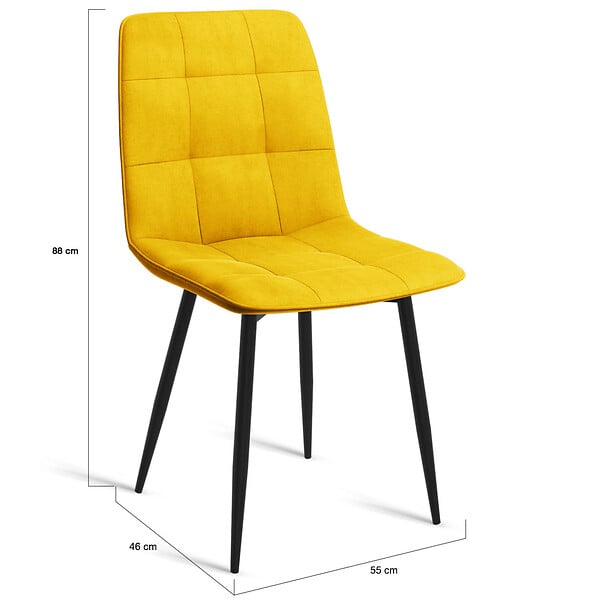 ID MARKET - Lot de 6 chaises MILA en velours mix color vert x2, gris foncé x2, gris clair, jaune - large