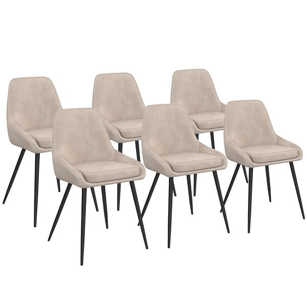 ID MARKET - Lot de 6 chaises THALYA en velours taupe avec accoudoirs - large