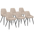 ID MARKET - Lot de 6 chaises THALYA en velours taupe avec accoudoirs - vignette