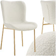 TECTAKE - Chaise de salle à manger rembourrée ergonomique tissu bouclette blanc - vignette