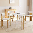 ID MARKET - Lot de 4 chaises ESMA en métal effet bois et tissu bouclette pour salle à manger - vignette