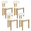 ID MARKET - Lot de 4 chaises ESMA en métal effet bois et tissu bouclette pour salle à manger - vignette