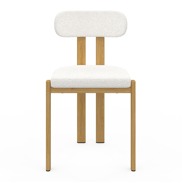 ID MARKET - Lot de 4 chaises ESMA en métal effet bois et tissu bouclette pour salle à manger - large