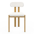ID MARKET - Lot de 4 chaises ESMA en métal effet bois et tissu bouclette pour salle à manger - vignette