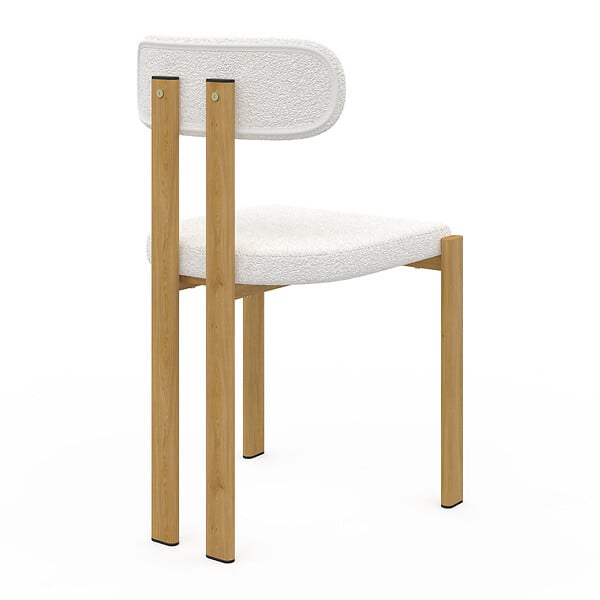 ID MARKET - Lot de 4 chaises ESMA en métal effet bois et tissu bouclette pour salle à manger - large
