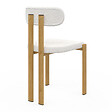ID MARKET - Lot de 4 chaises ESMA en métal effet bois et tissu bouclette pour salle à manger - vignette