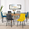 ID MARKET - Lot de 6 chaises MILA en velours mix color bleu x2, gris foncé x2, gris clair, jaune - vignette