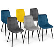 ID MARKET - Lot de 6 chaises MILA en velours mix color bleu x2, gris foncé x2, gris clair, jaune - vignette