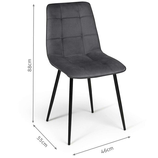 ID MARKET - Lot de 6 chaises MILA en velours mix color bleu x2, gris foncé x2, gris clair, jaune - large