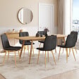 ID MARKET - Lot de 6 chaises MILA en velours gris foncé pied effet bois pour salle à manger - vignette