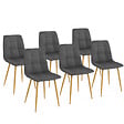 ID MARKET - Lot de 6 chaises MILA en velours gris foncé pied effet bois pour salle à manger - vignette