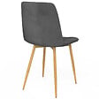 ID MARKET - Lot de 6 chaises MILA en velours gris foncé pied effet bois pour salle à manger - vignette