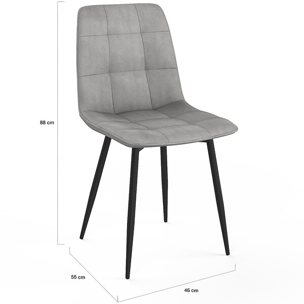 ID MARKET - Lot de 6 chaises MILA en velours gris foncé, gris clair, beige, noir et patchworks noir, gris et blanc x2 pour salle à manger - large