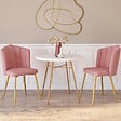 ID MARKET - Lot de 2 chaises coquillage ADELLA rose en velours pieds dorés - vignette