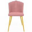 ID MARKET - Lot de 2 chaises coquillage ADELLA rose en velours pieds dorés - vignette