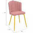 ID MARKET - Lot de 2 chaises coquillage ADELLA rose en velours pieds dorés - vignette