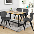 ID MARKET - Lot de 4 chaises ROBINE en velours gris foncé pieds noirs - vignette