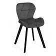 ID MARKET - Lot de 4 chaises ROBINE en velours gris foncé pieds noirs - vignette
