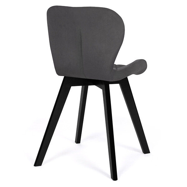 ID MARKET - Lot de 4 chaises ROBINE en velours gris foncé pieds noirs - large