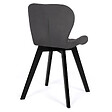 ID MARKET - Lot de 4 chaises ROBINE en velours gris foncé pieds noirs - vignette