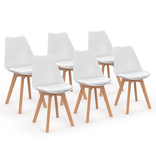 ID MARKET - Lot de 6 chaises scandinaves SARA blanches pour salle à manger - large