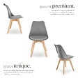 TECTAKE - Lot 2 chaises salle à manger style scandinave forme ergonomique gris - vignette