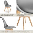 TECTAKE - Lot 2 chaises salle à manger style scandinave forme ergonomique gris - vignette