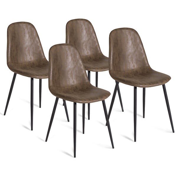 ID MARKET - Lot de 4 chaises vintage DALI marron pour salle à manger - large