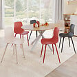 ID MARKET - Lot de 6 chaises KIARA mix color gris foncé x2, terracotta x2, beige x2 avec pieds en métal - vignette