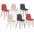 ID MARKET - Lot de 6 chaises KIARA mix color gris foncé x2, terracotta x2, beige x2 avec pieds en métal - vignette