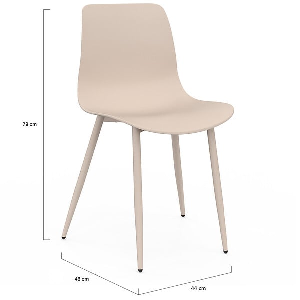 ID MARKET - Lot de 6 chaises KIARA mix color gris foncé x2, terracotta x2, beige x2 avec pieds en métal - large