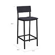 ID MARKET - Lot de 4 tabourets de bar AUBIN avec dossier chaise de cuisine velours gris anthracite - vignette