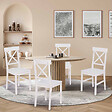 ID MARKET - Lot de 4 chaises de cuisine avec croisillons SUZANNE bois blanc - vignette
