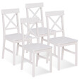 ID MARKET - Lot de 4 chaises de cuisine avec croisillons SUZANNE bois blanc - vignette