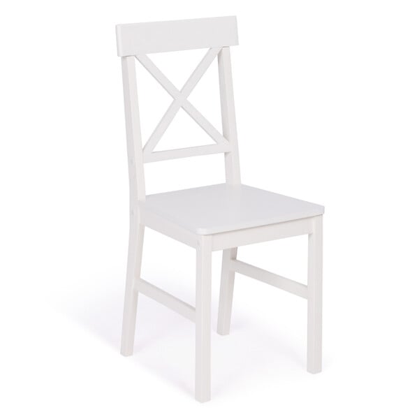ID MARKET - Lot de 4 chaises de cuisine avec croisillons SUZANNE bois blanc - large