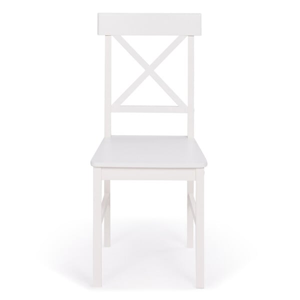 ID MARKET - Lot de 4 chaises de cuisine avec croisillons SUZANNE bois blanc - large