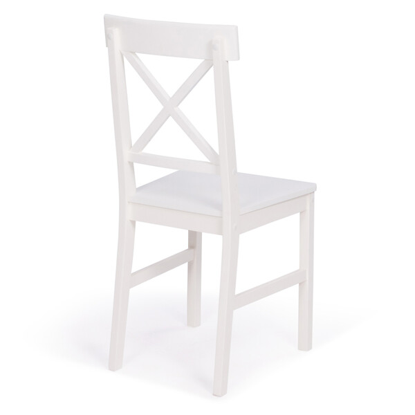 ID MARKET - Lot de 4 chaises de cuisine avec croisillons SUZANNE bois blanc - large