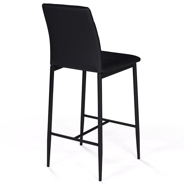 ID MARKET - Lot de 4 tabourets ROMANE en PVC noir design contemporain chaises de bar rembourrées - large