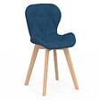 ID MARKET - Lot de 4 chaises ROBINE en tissu bleu canard pour salle à manger - vignette